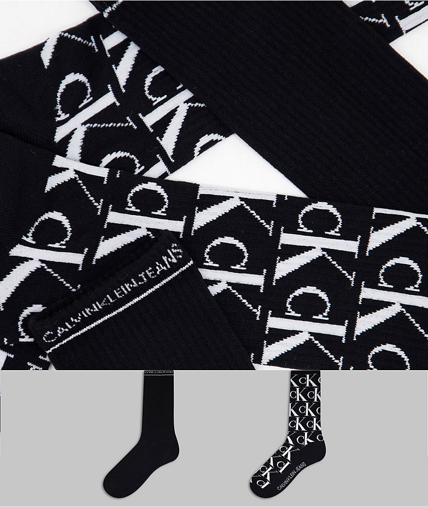 CK Jeans - John - Set van 2 monogram sokken in zwart