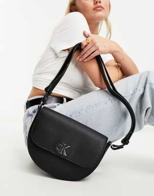 CK Jeans monogram saddle bag in black