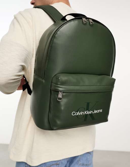 CK Jeans monogram soft campus backpack in green ASOS