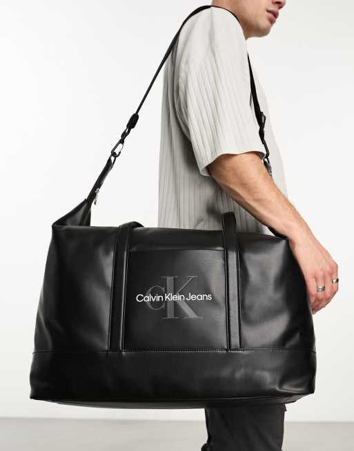 Calvin Klein Jeans Gym Bag Men K50K511111BDS Black Lined Interior Handbag