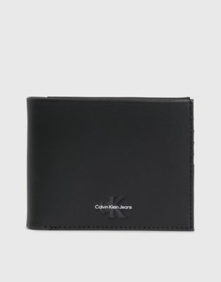 CK Jeans monogram soft trifold wallet in black