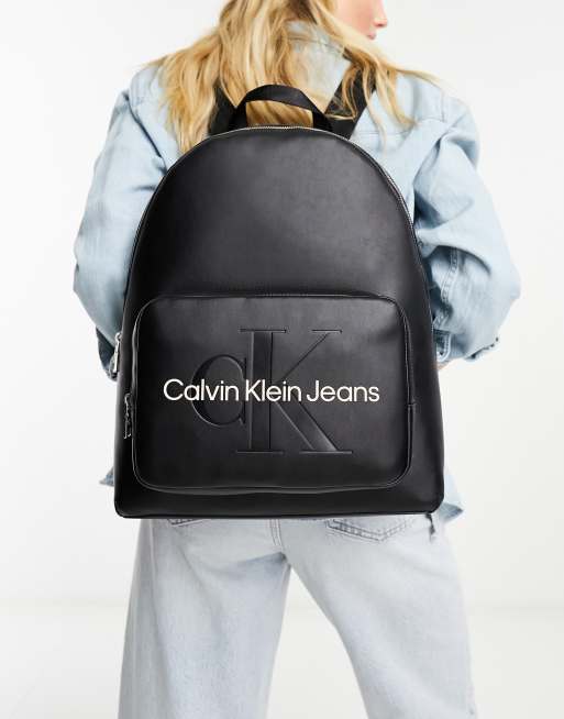 CK Jeans sculpted campus mono backpack in black ASOS