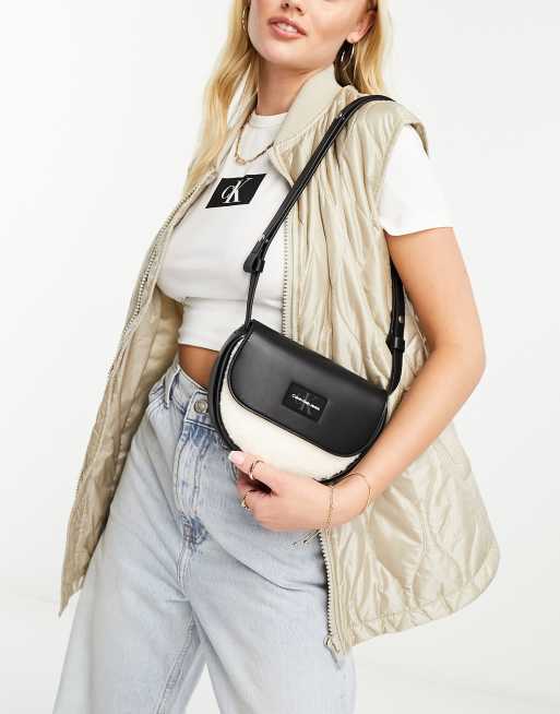 CK Jeans sherpa saddle bag in cream