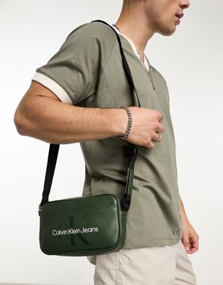 CK Jeans monogram soft camera bag in green - ASOS Price Checker