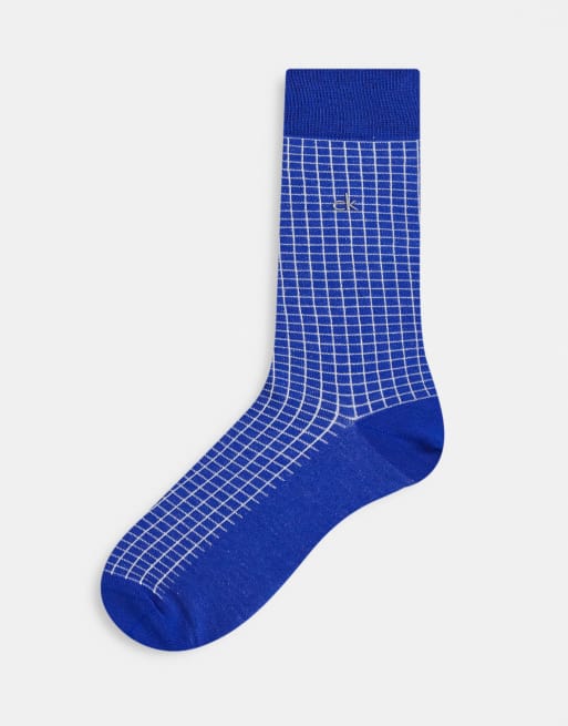 CK lucas waffle crew socks in blue