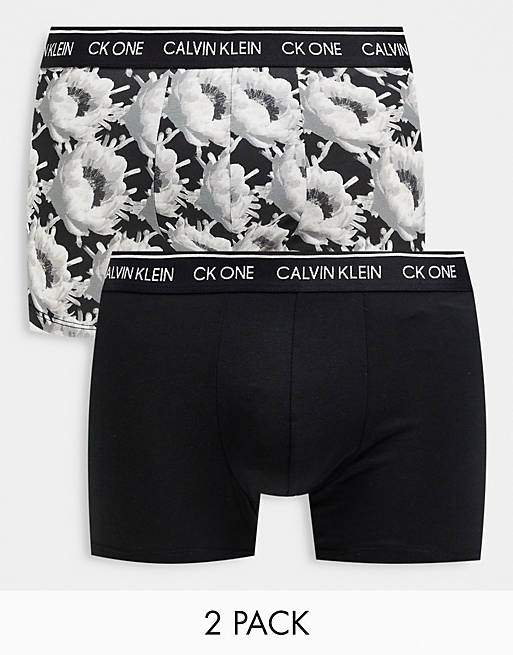 CK One 2 pack trunks in black and black floral