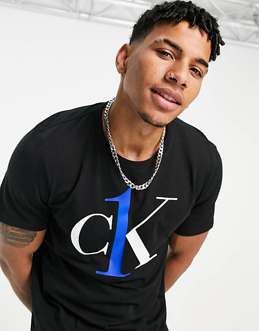 CK One large logo crew t-shirt in black | ASOS