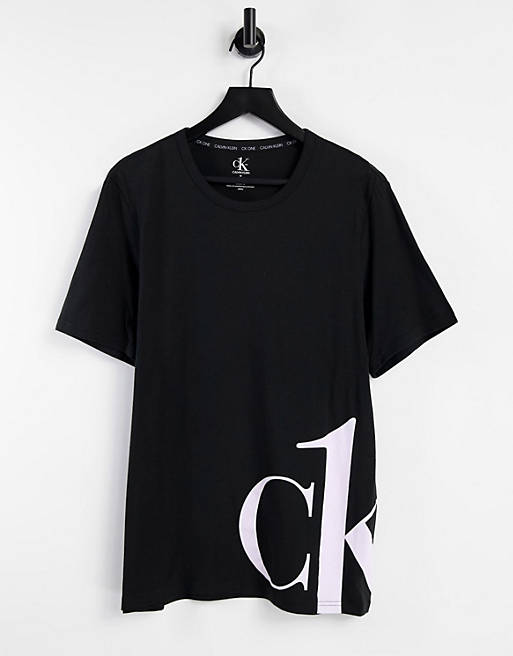 CK One large logo crew t-shirt in black