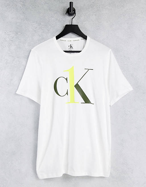 CK One large logo crew t-shirt in white