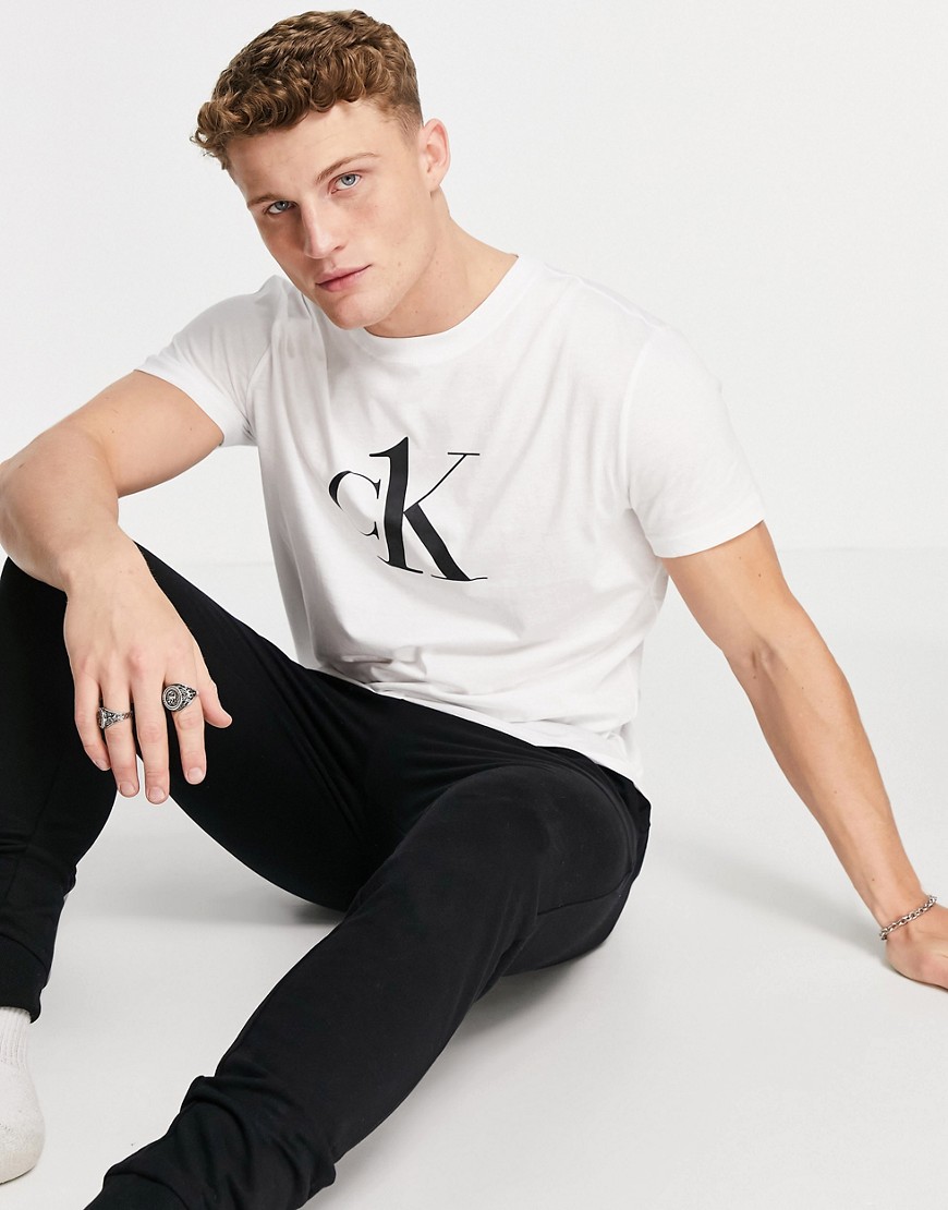 CK One large logo swim T-shirt in white