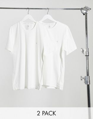 T-shirts unis CK One - Lot de 2 t-shirts avec logo sur la poitrine - Blanc
