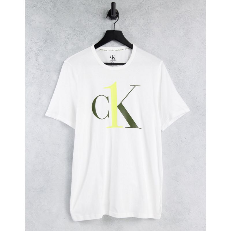 Designer  CK One - T-shirt girocollo bianca con logo grande