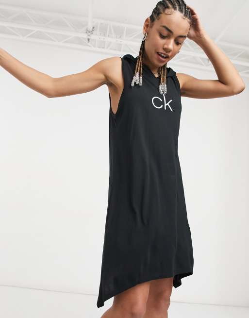 CK Swim sharkite logo beach cover up in black | ASOS