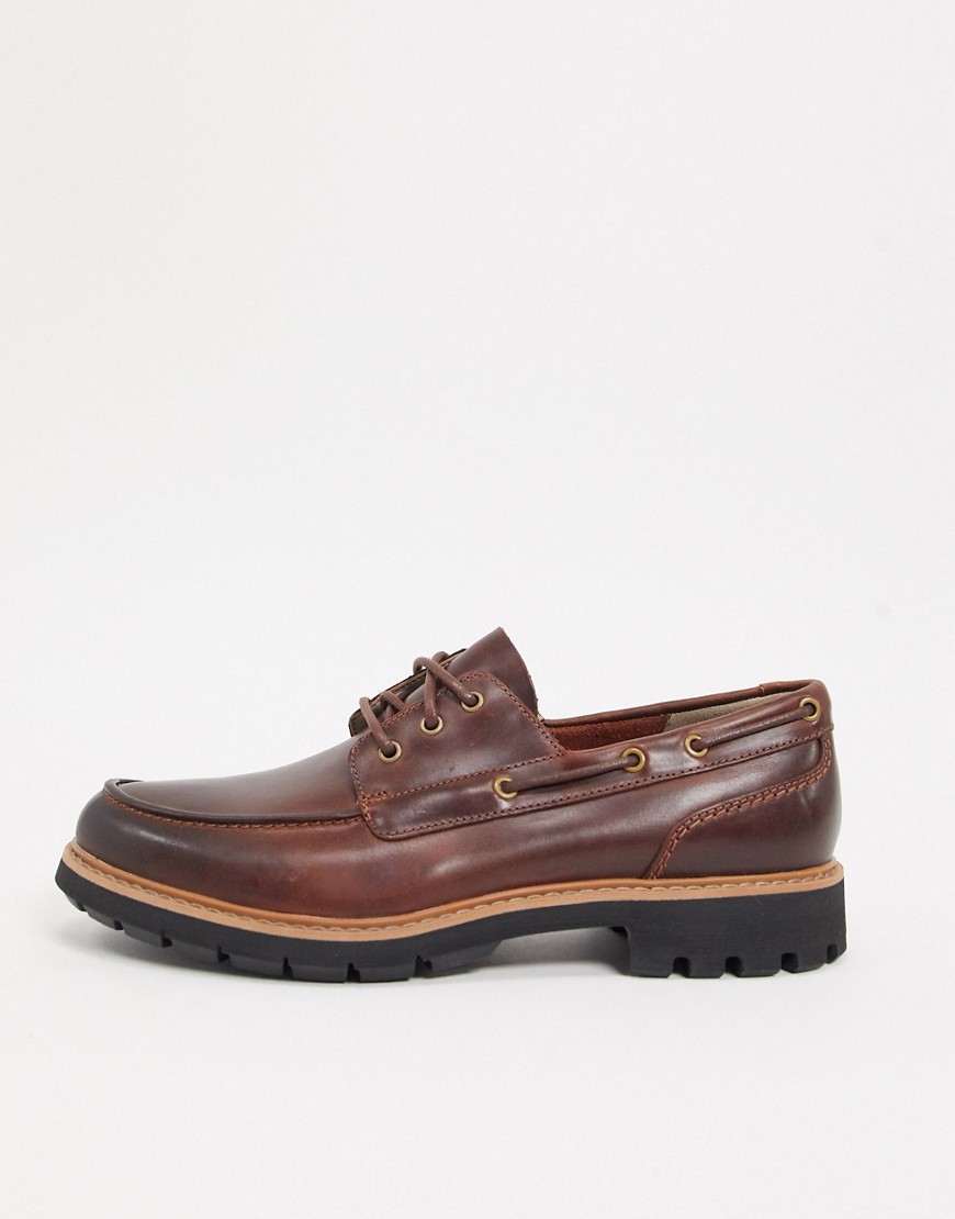 Clarks batcombe chunky boat shoes in tan-Brown