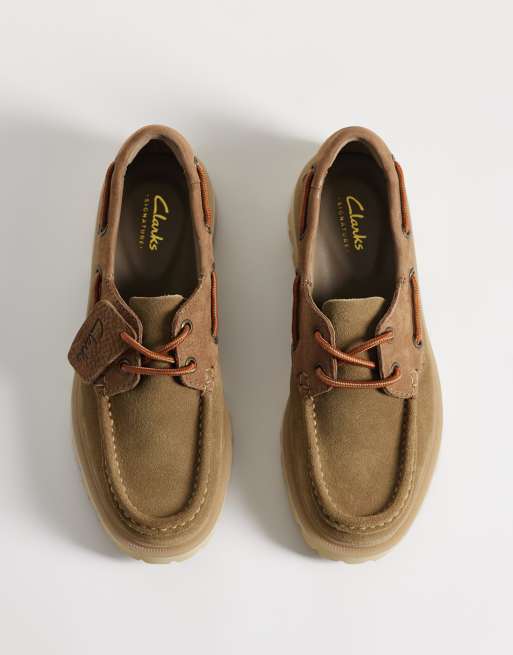 Clarks Cleyhill boat shoes in dark sand suede, 2 of 4
