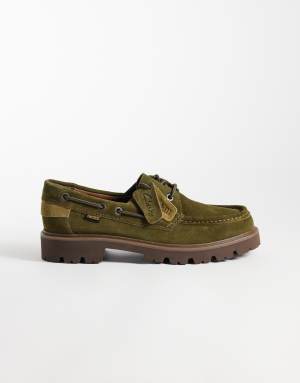 Clarks Cleyhill Boat shoes in moss suede