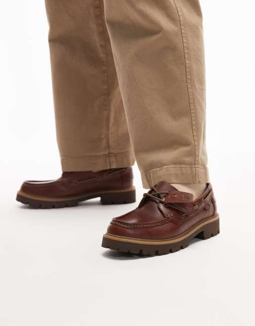 Clarks – Cleyhill – Brązowe skórzane buty żeglarskie, 4 z 4