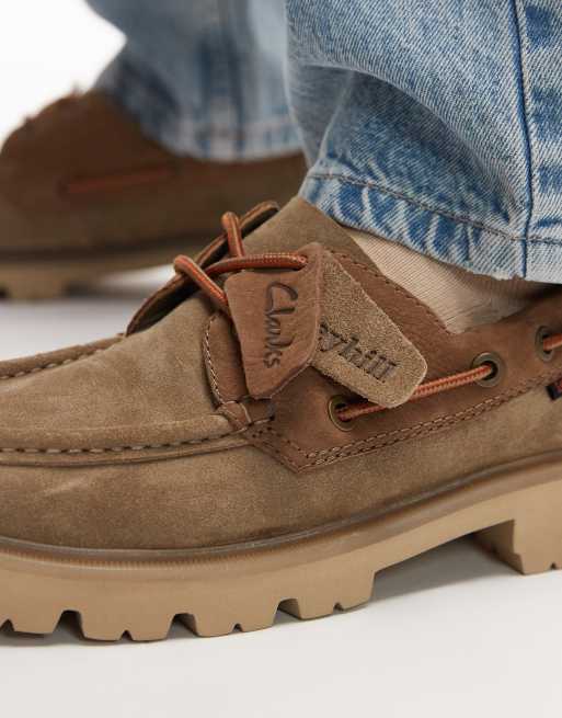 Clarks Cleyhill Seam shoes in dark sand suede, 3 of 4