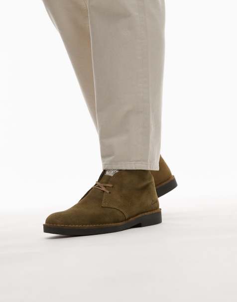 Clarks – Desert Evo – Oliwkowozielone zamszowe botki - view 1