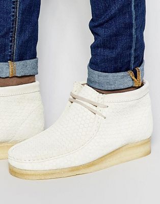 all white clarks wallabees