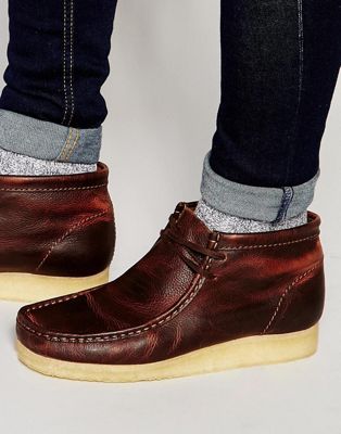 clarks leather wallabee boots
