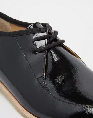 clarks originals black patent phenia point flat shoes