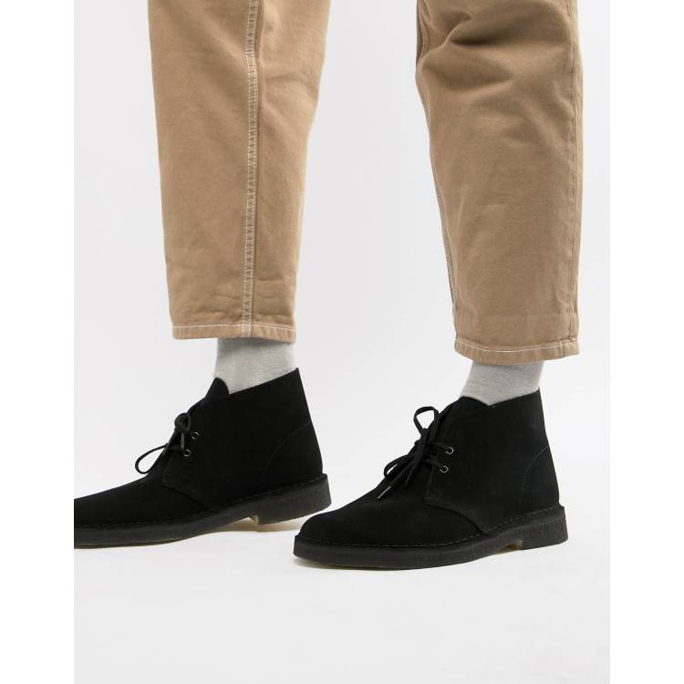 Clarks black outlet suede desert boots