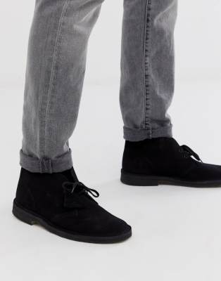 clarks desert boots black