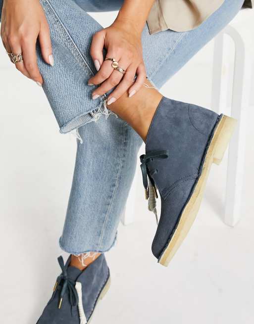 Blue suede desert boots womens sale