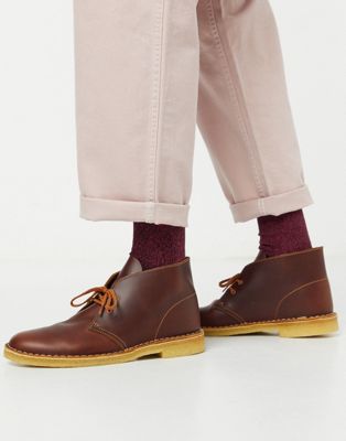 clarks originals brown leather desert boots