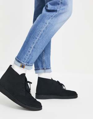Clarks Originals Desert coal boots in black suede