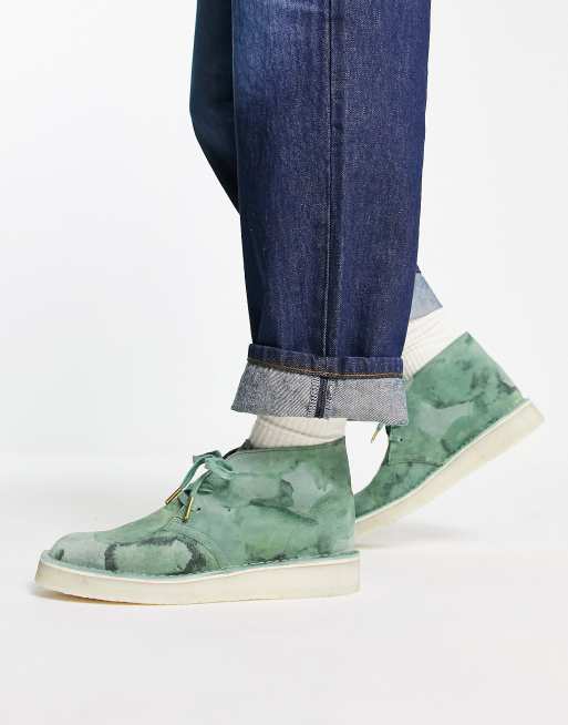 Clarks Originals – Desert Coal – Gröna kamouflagemönstrade boots