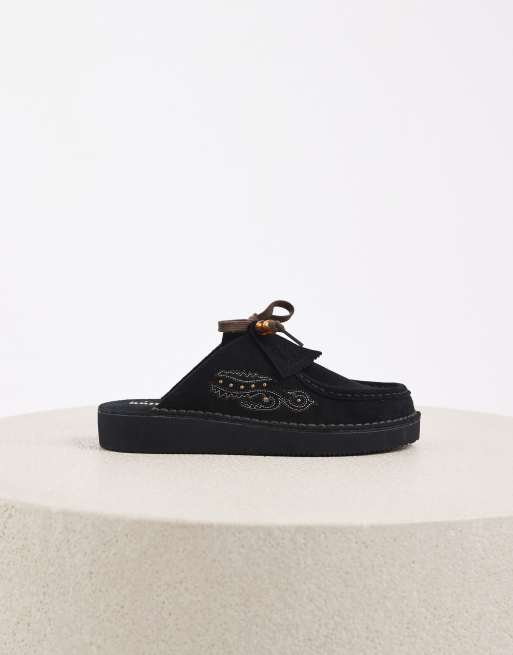Clarks Originals Desert Nomad mules in black, 4 of 4