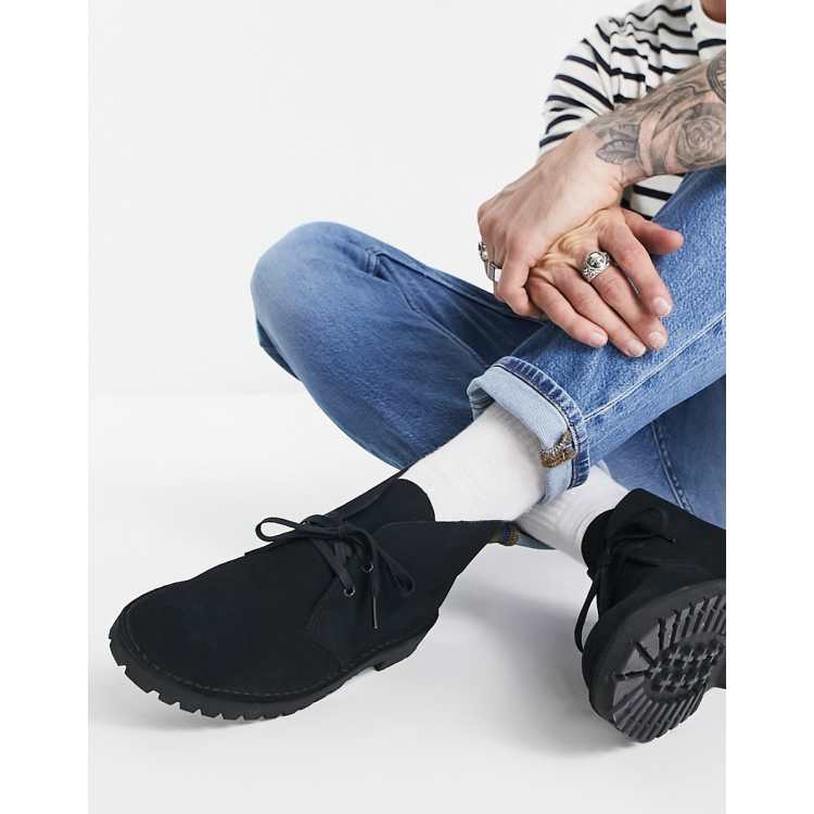 Clarks Originals desert rock boots in black suede