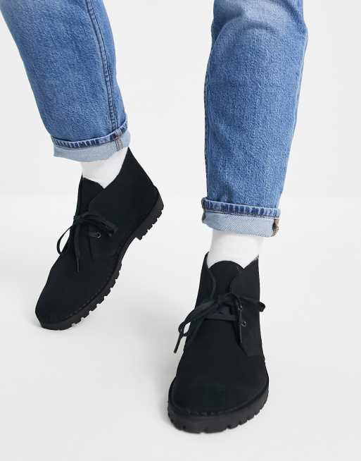 Clarks Originals desert rock boots in black suede