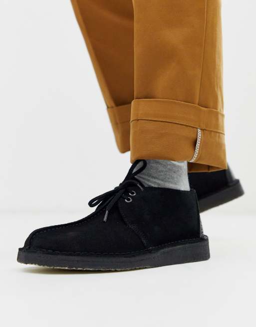 Clarks Originals Desert Trek shoes in black suede | ASOS