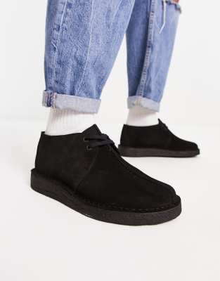 Clarks Originals desert trek shoes in black suede