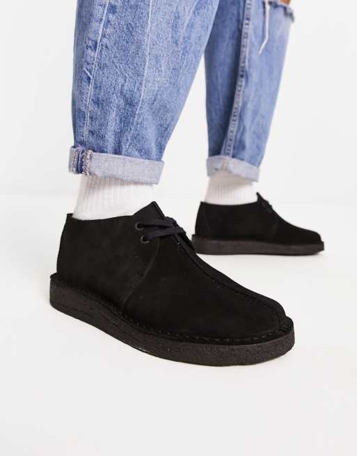 Clarks Originals desert trek shoes in black suede ASOS