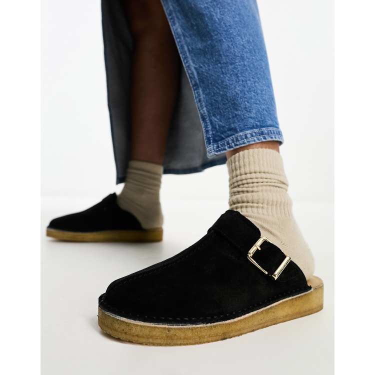 Clarks black store mules