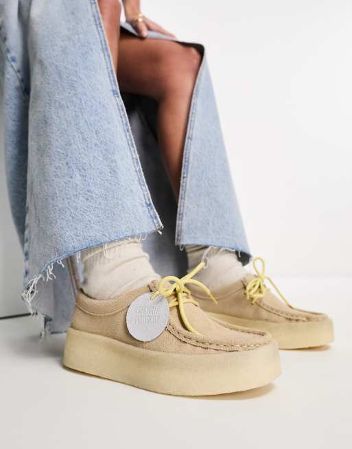 Clarks Originals – Wallabee – Beige mockaskor med kupad sula