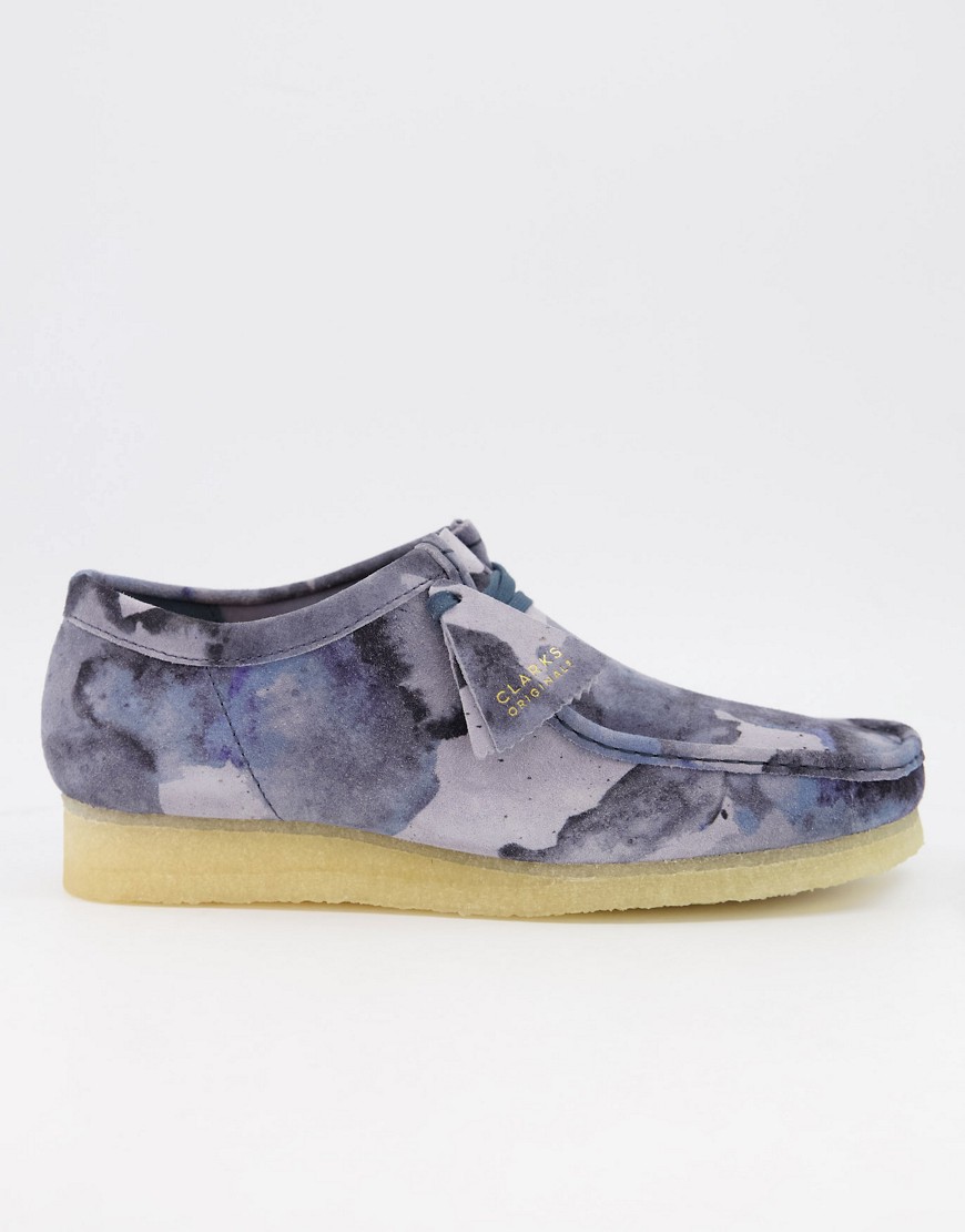 Clarks Originals – Wallabee – Blå kamouflagemönstrade skor