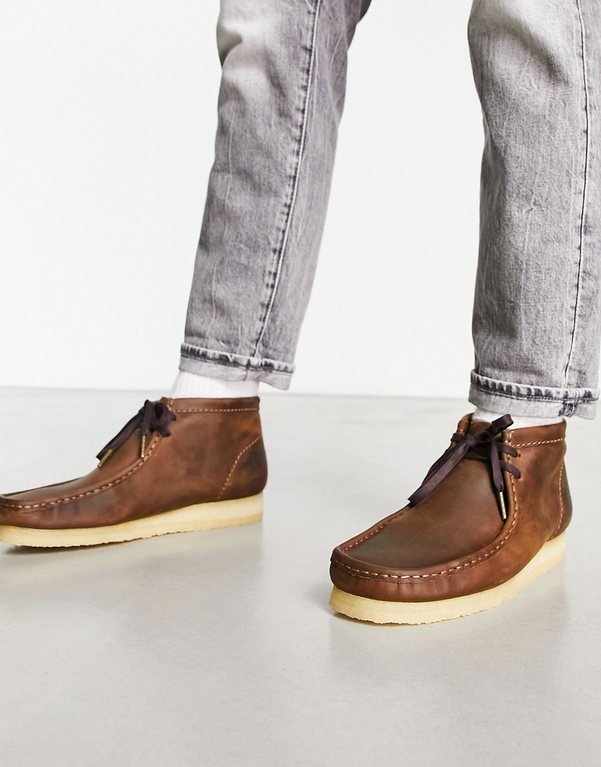 Clarks Originals wallabee boots in beeswax brown leather
