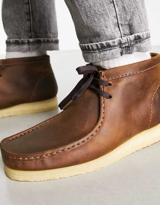 Men's clarks on sale wallabee beeswax leather