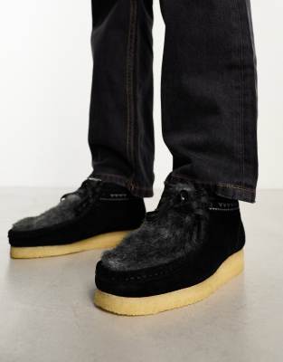 Clarks Originals Wallabee boots in black faux fur