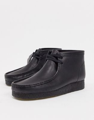 black leather wallabees