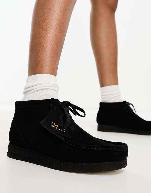 Clarks wallabee boot black suede sale