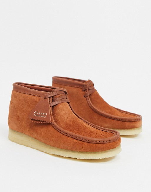 Clarks Originals wallabee boots in tan hairy suede