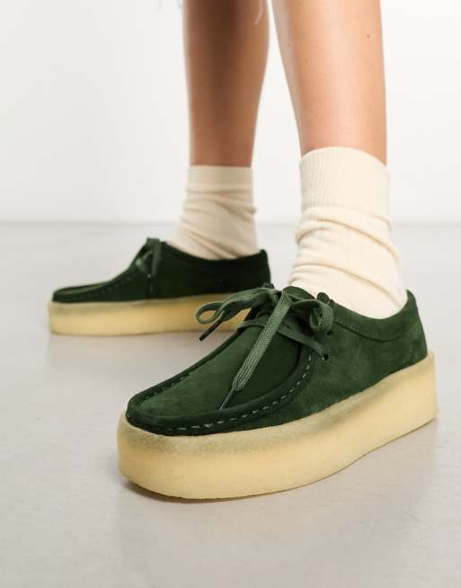 Clarks Originals Wallabee Chaussures semelle cuvette en daim Vert