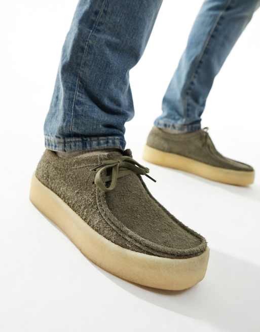 Clarks Originals Mens Wallabee Shoes Grey Vegan Suede Moccasins