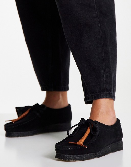 Clarks Originals Wallabee flat shoes in black suede
